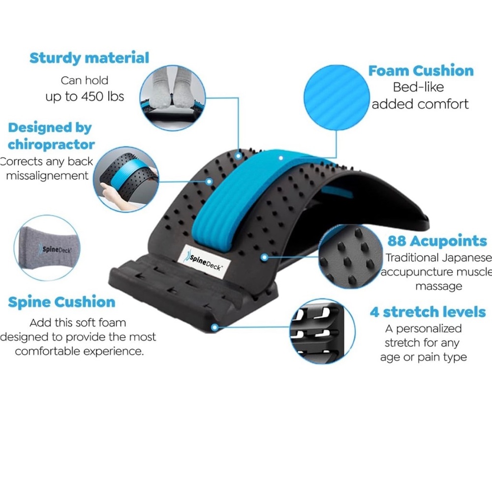 SpineDeck, 4 Level Orthopedic Back Stretching Device, Multi-Level Lumbar Support